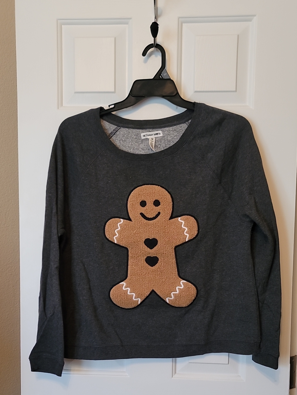Bethany Mota Charcoal Sweatshirt with Gingerbread Appliqué Medium